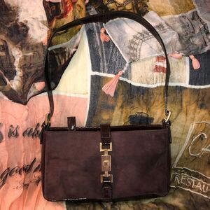 mondani NY Simulated Leather Suede Pebbled Combo w/ Gold Tones Mini Bag Purse